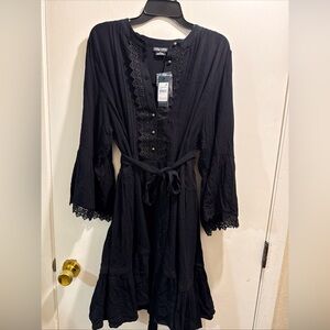 City Chic NWT plus size Small Black Dress with Lace and Button Accents